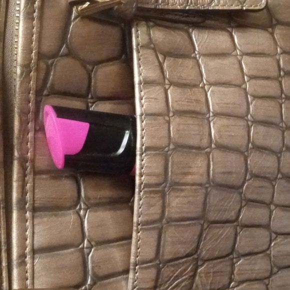 BRAHMIN " Small Asher " Taupe Glossy Satchel Shoulder Bag Purse. For Dillards. - Picture 10 of 16